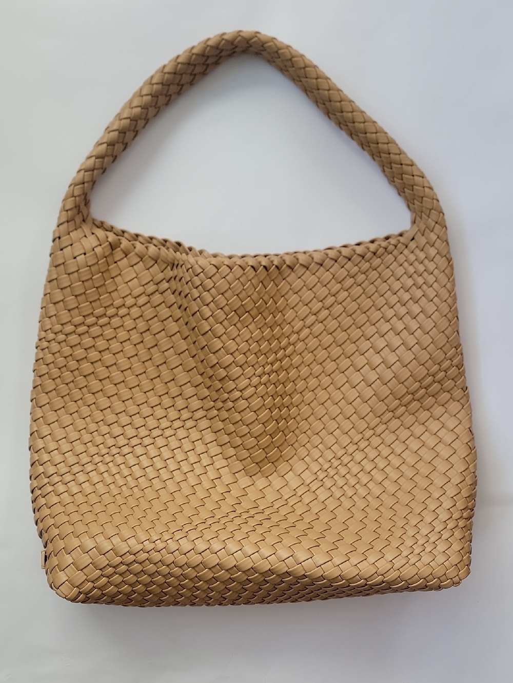Woven Shoulder Tote Bag in Tan